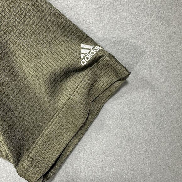 NC State Men’s L Adidas Full Button Short Sleeve Polo Army Green Waffle Pattern - Picture 5 of 11